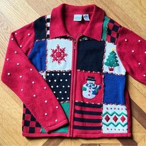 Vintage Carolina Colors Red Full Zip Cardigan